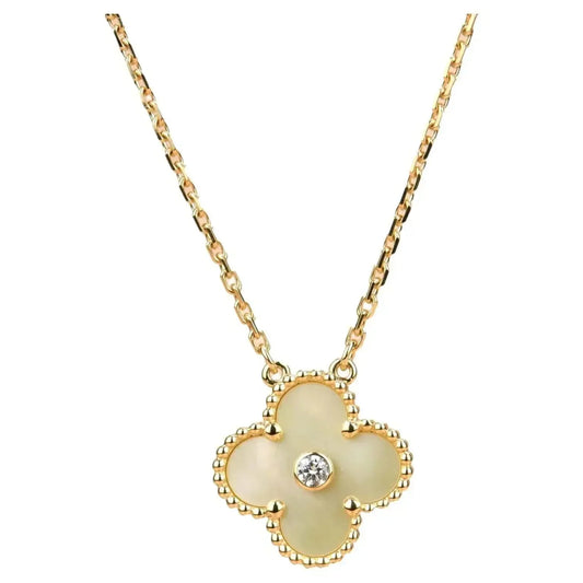 [✨ROSE💎]CLOVER 15MM DIAMOND GOLD MOTHER OF PEARL NECKLACE