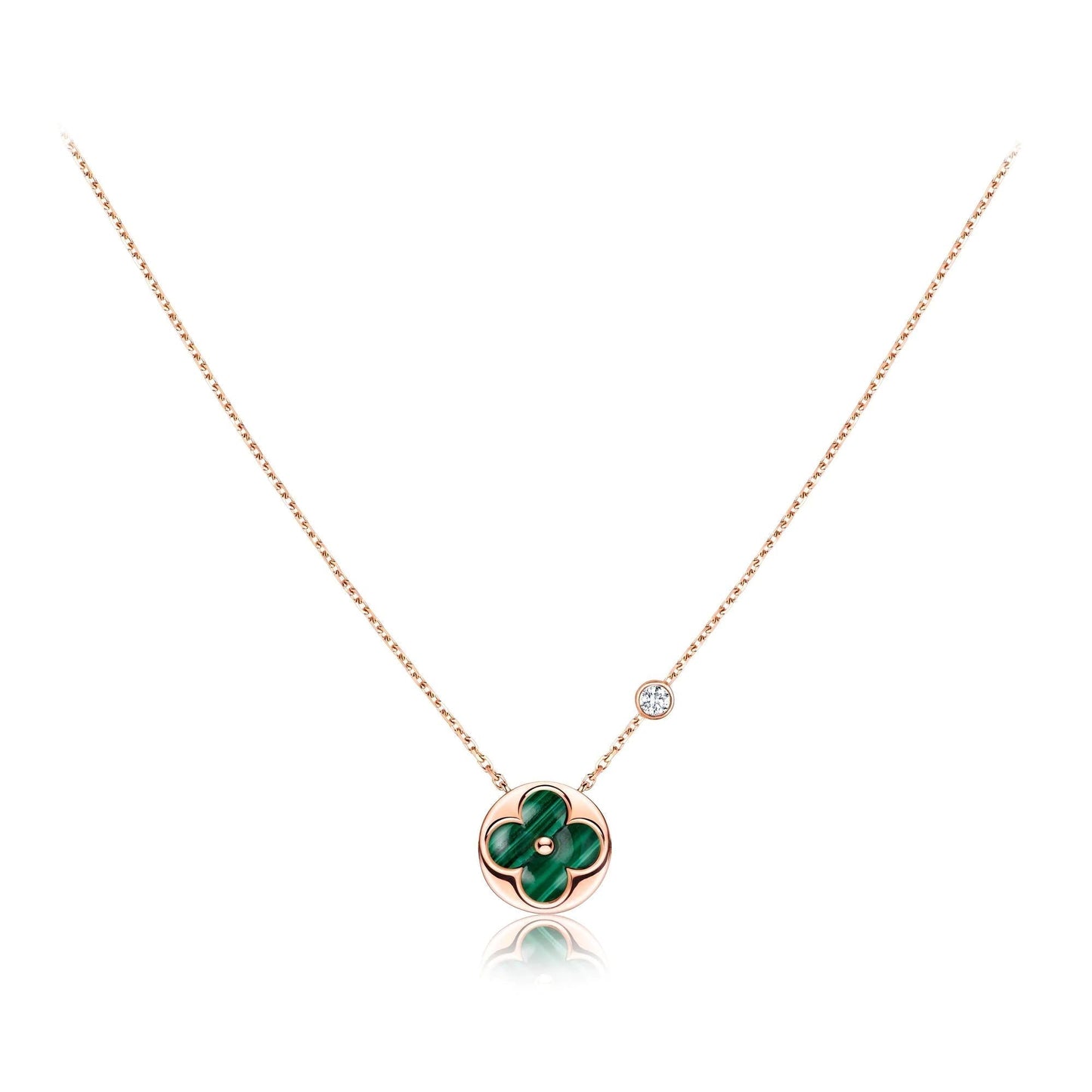 [✨ROSE💎]SUN PEDANT PINK GOLD 1 DIAMOND NECKLACE