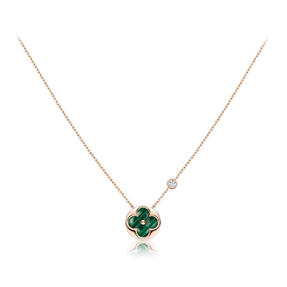 [✨ROSE💎]SUN PEDANT PINK GOLD 1 DIAMOND NECKLACE