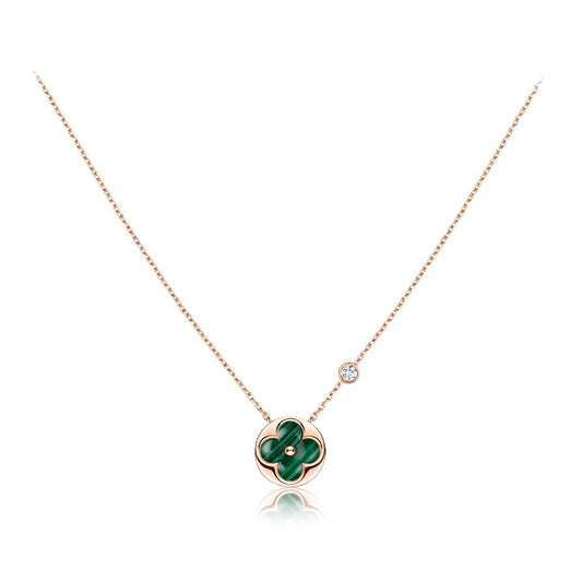 [✨ROSE💎]SUN PEDANT PINK GOLD 1 DIAMOND NECKLACE