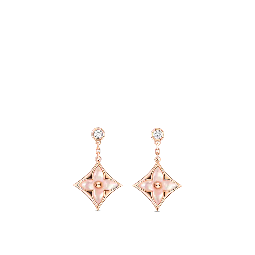 [✨ROSE💎]DOUBLE STAR PINK GOLD MOP DROP EARRINGS
