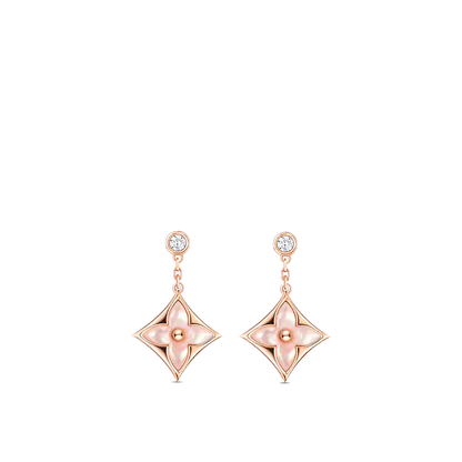 [✨ROSE💎]DOUBLE STAR PINK GOLD MOP DROP EARRINGS