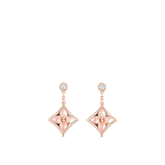 [✨ROSE💎]DOUBLE STAR PINK GOLD MOP DROP EARRINGS