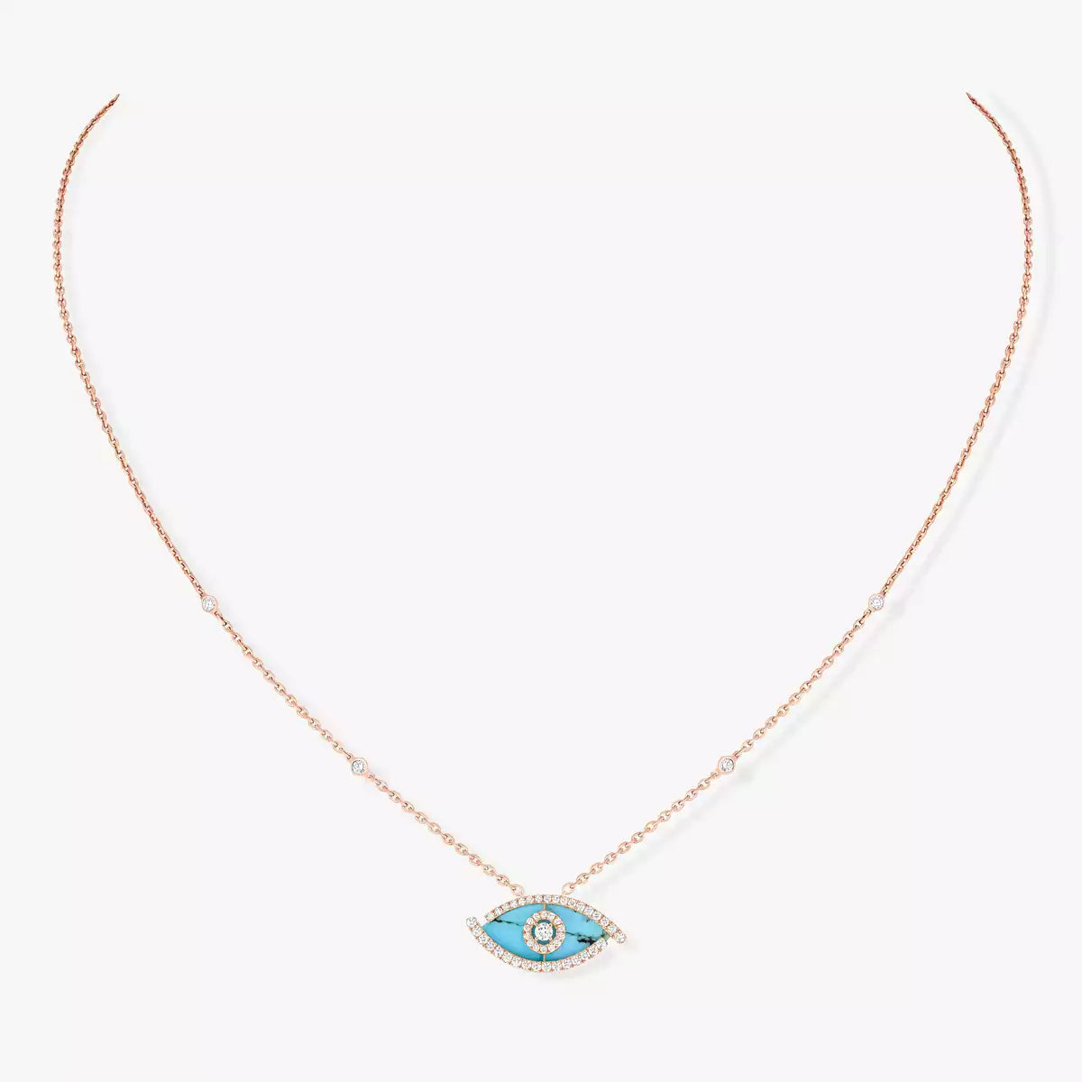 [✨ROSE💎]Lucky Eye Diamond Necklace in Rose Gold and Turquoise