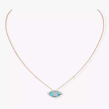 [✨ROSE💎]Lucky Eye Diamond Necklace in Rose Gold and Turquoise