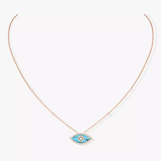 [✨ROSE💎]Lucky Eye Diamond Necklace in Rose Gold and Turquoise