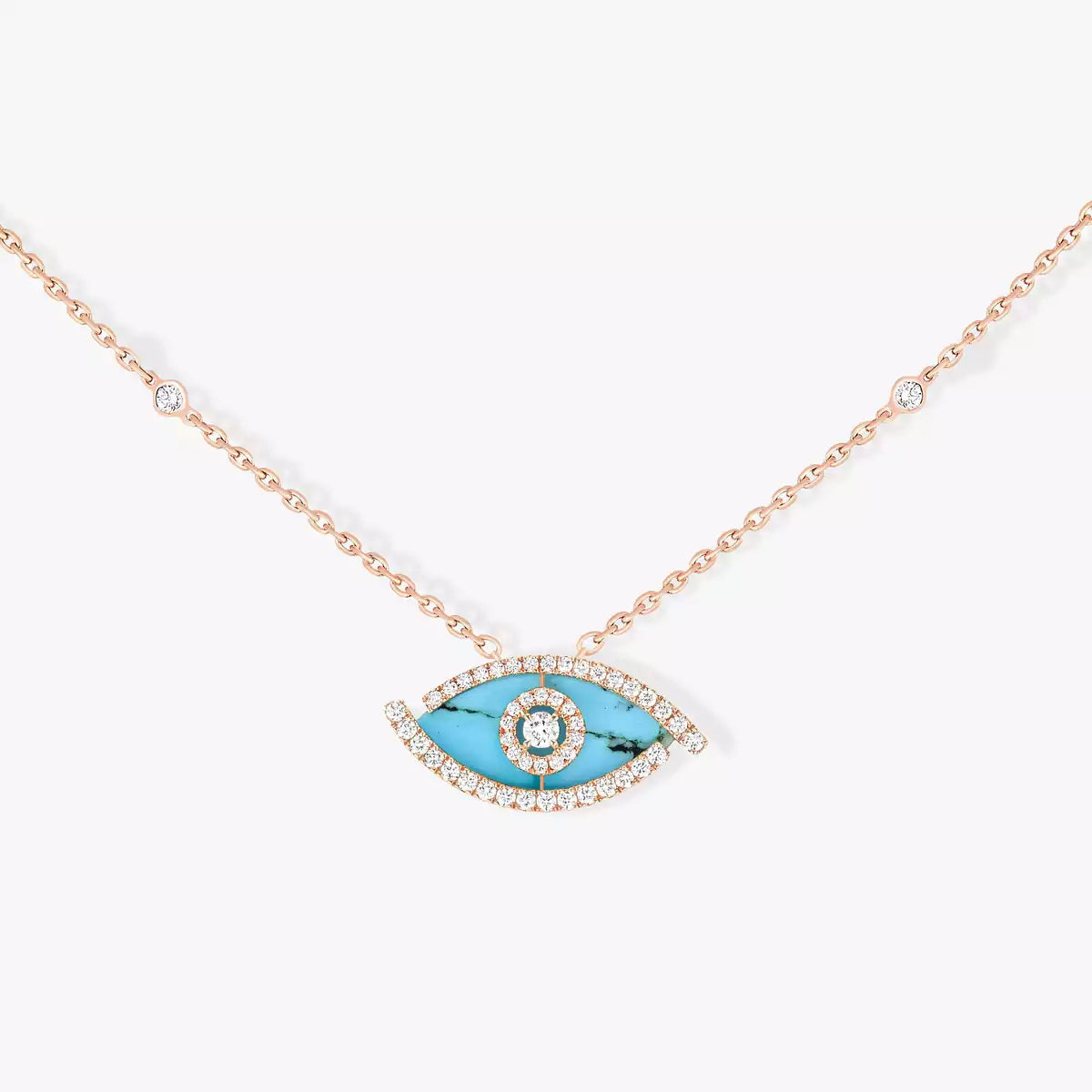 [✨ROSE💎]Lucky Eye Diamond Necklace in Rose Gold and Turquoise