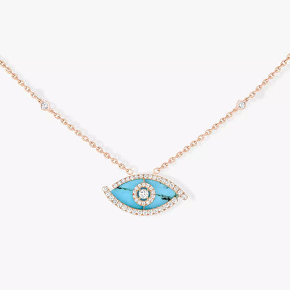 [✨ROSE💎]Lucky Eye Diamond Necklace in Rose Gold and Turquoise