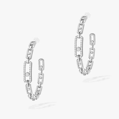 [[✨ROSE💎]Move Link Diamond Hoop Earrings