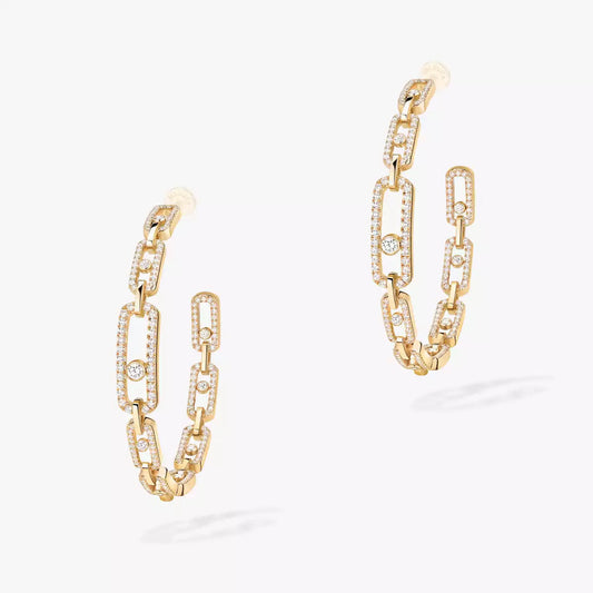 [[✨ROSE💎]Move Link Diamond Hoop Earrings