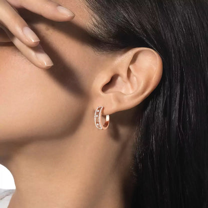 [✨ROSE💎]Diamond Pave_ Hoop Earrings Move