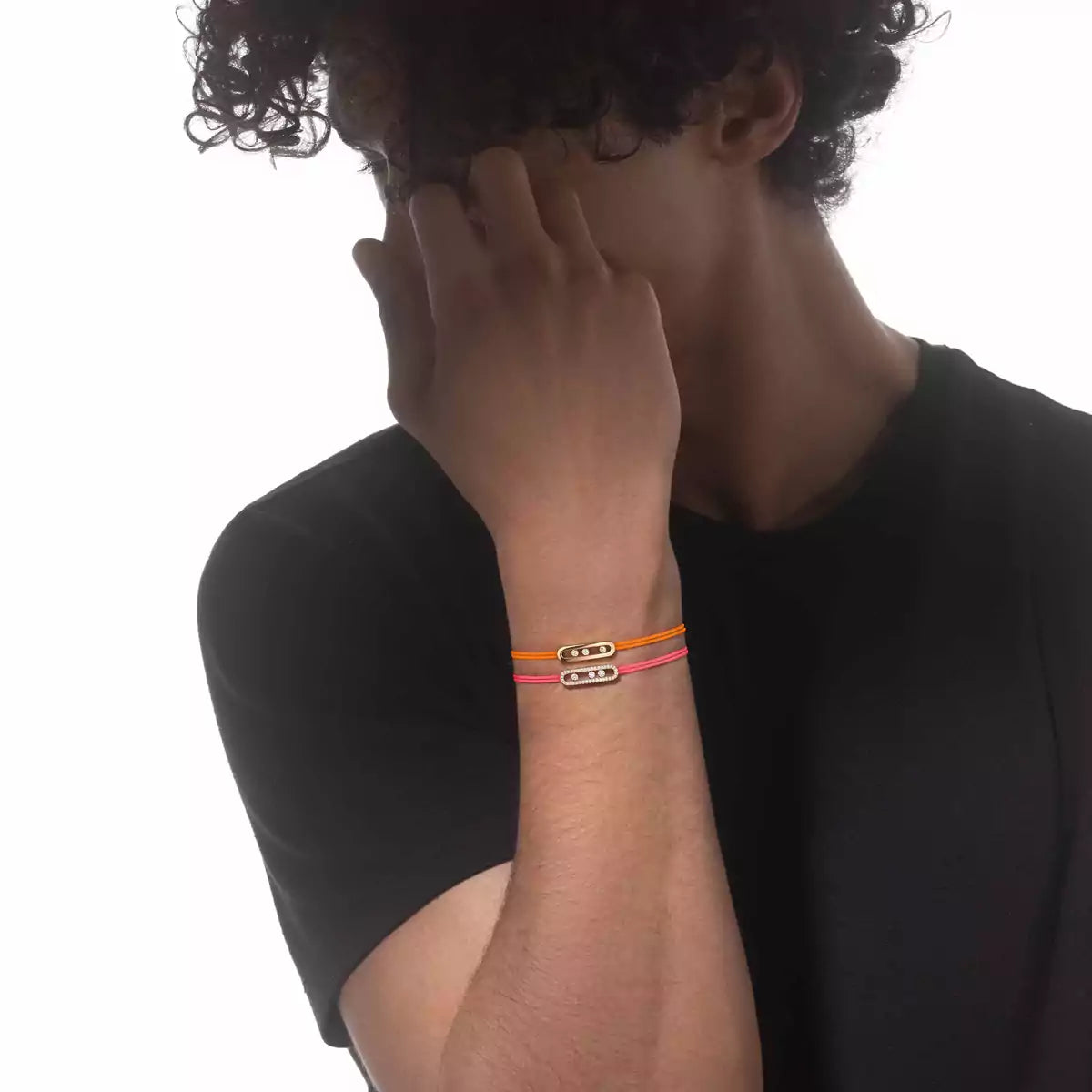 [✨ROSE💎]MK Care(s) pink cord pavé bracelet