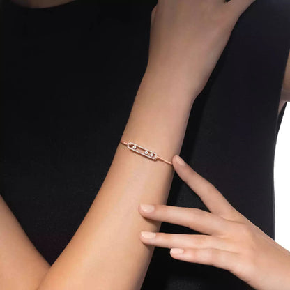 [✨ROSE💎]Move Pavé Diamond Bangle Bracelet M