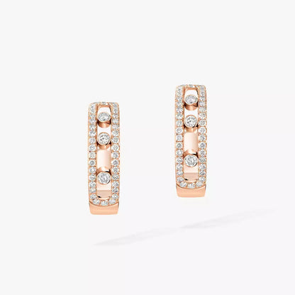 [✨ROSE💎]Diamond Pave_ Hoop Earrings Move