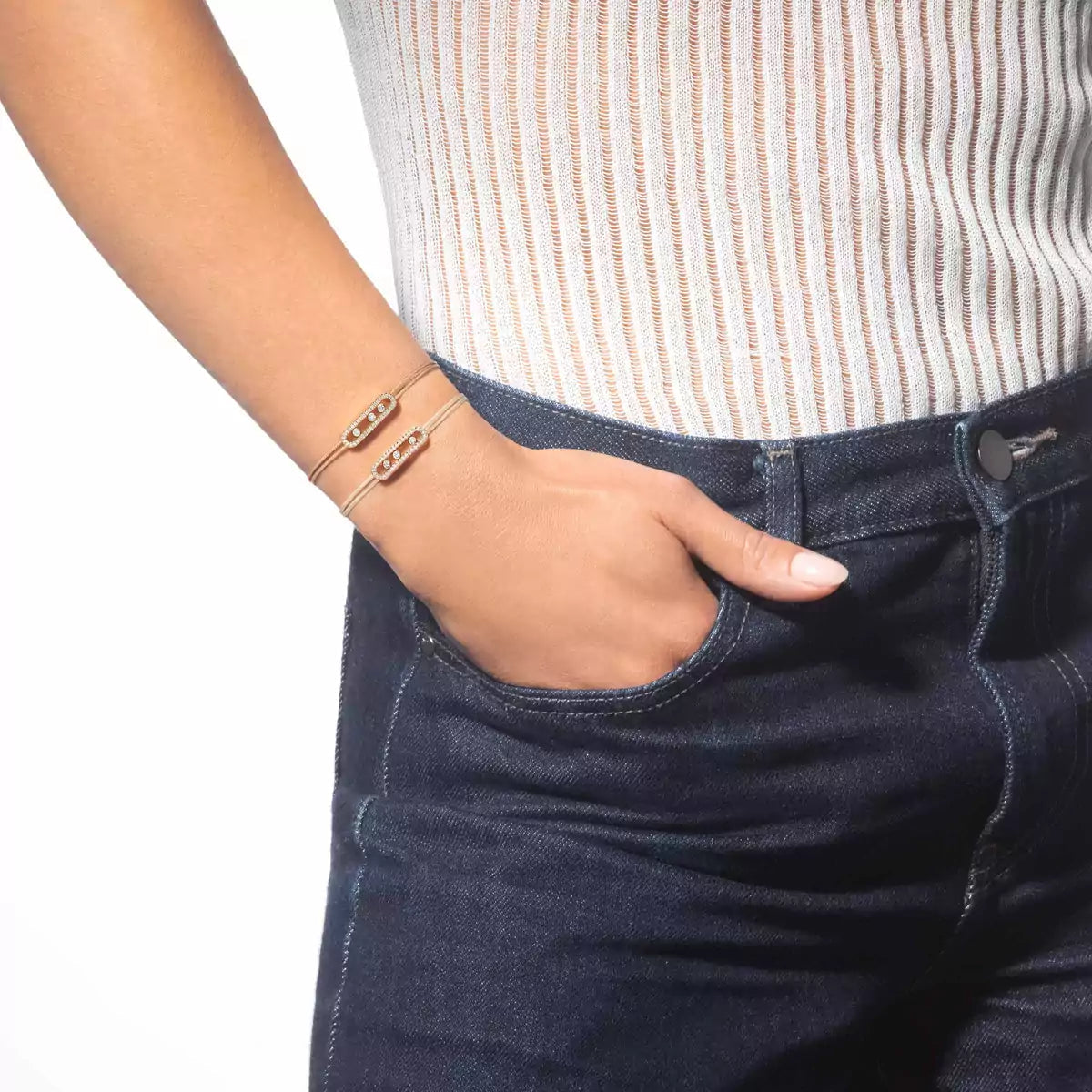 [✨ROSE💎]MK Care(s) pink cord pavé bracelet