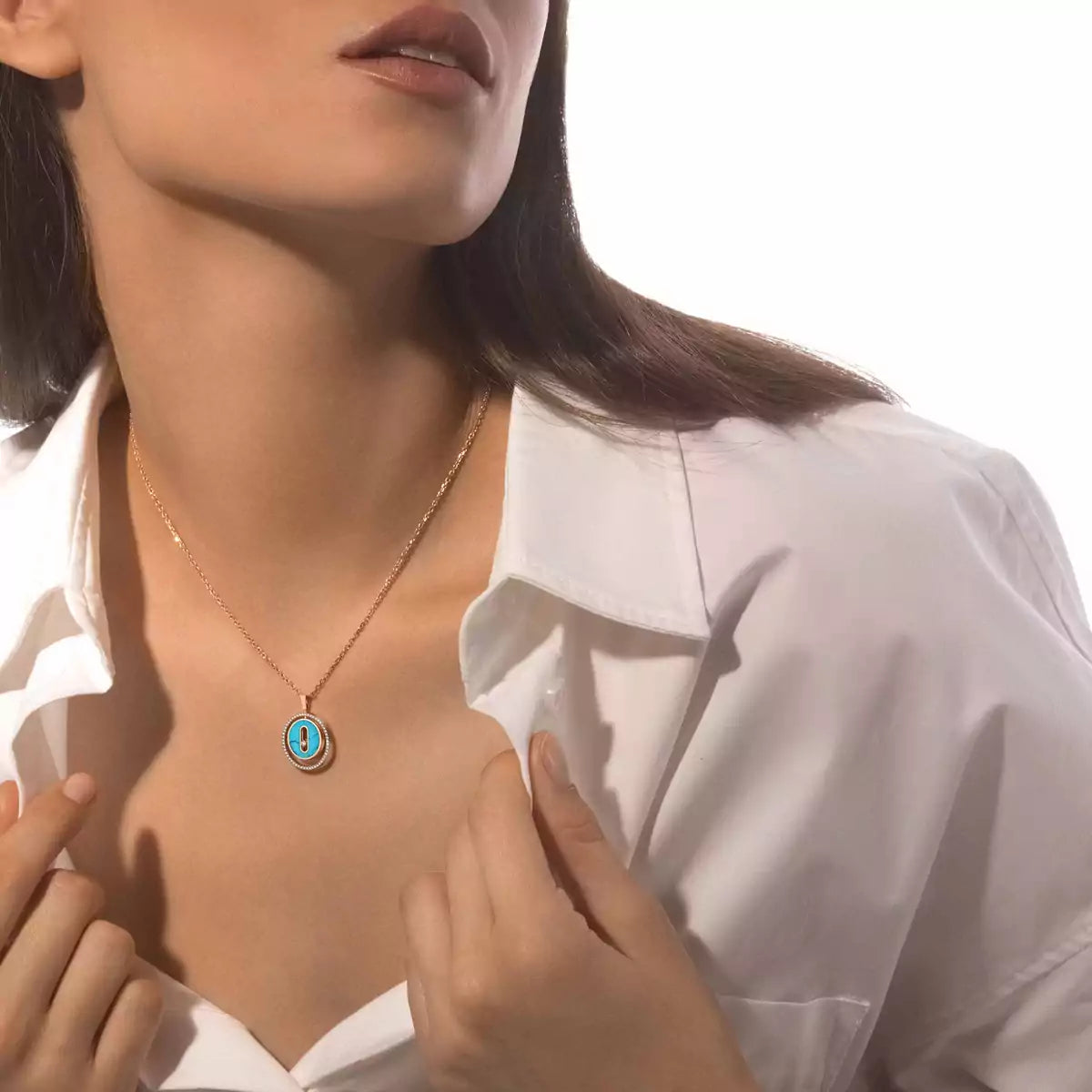 [✨ROSE💎]Lucky Move Diamond Necklace in Rose Gold and White Mother-of-Pearl