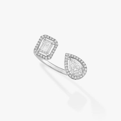 [✨ROSE💎]MY TWIN TOI & MOI SILVER DIAMOND RING