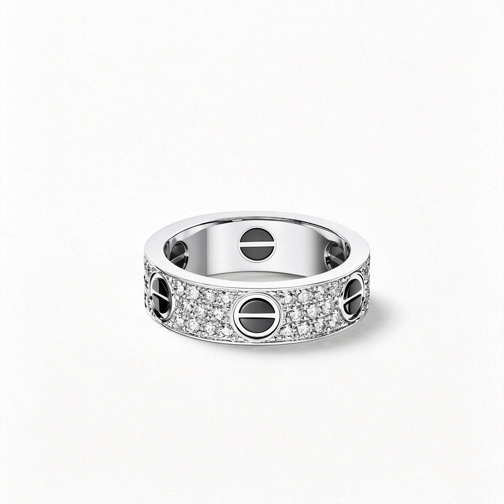 [✨ROSE💎]LOVE RING 5.5MM DIAMONDS PAVED CERAMIC