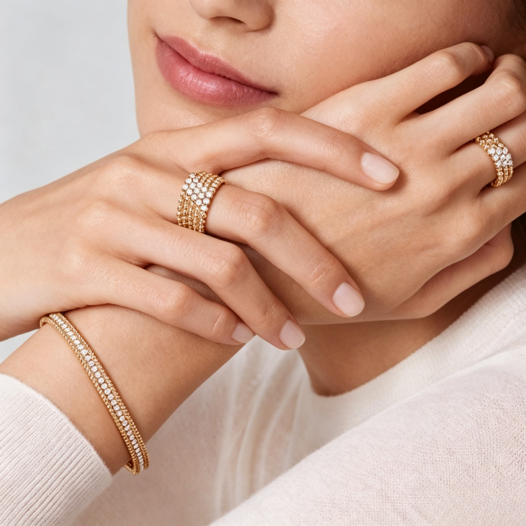 [✨ROSE💎] THREE-ROW DIAMOND RING