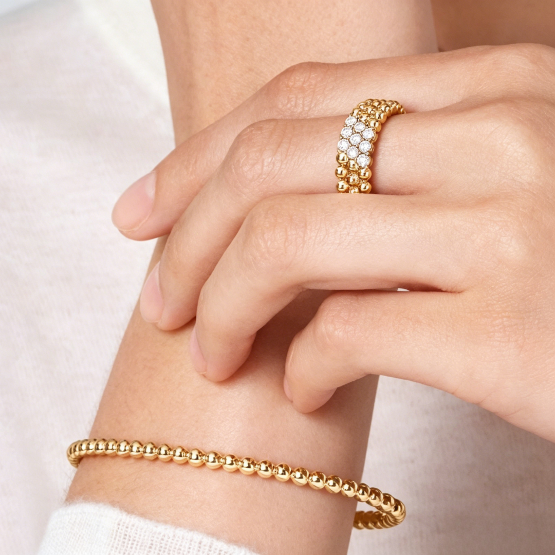 [✨ROSE💎] THREE-ROW DIAMOND RING