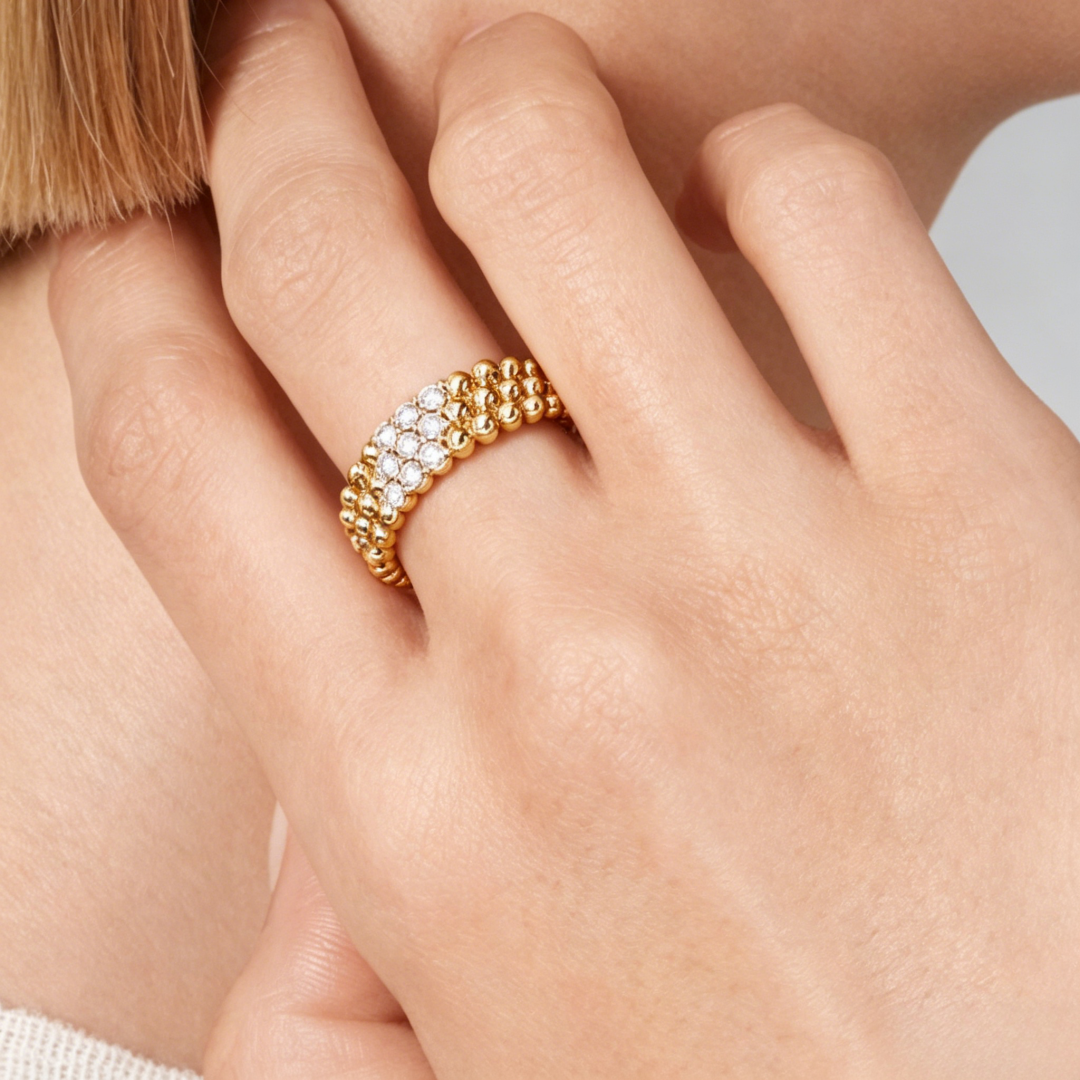 [✨ROSE💎] THREE-ROW DIAMOND RING