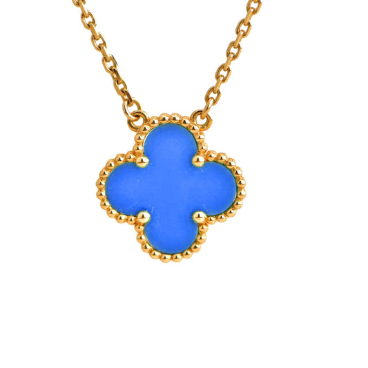 [✨ROSE💎]CLOVER 15MM BLUE AGATE NECKLACE