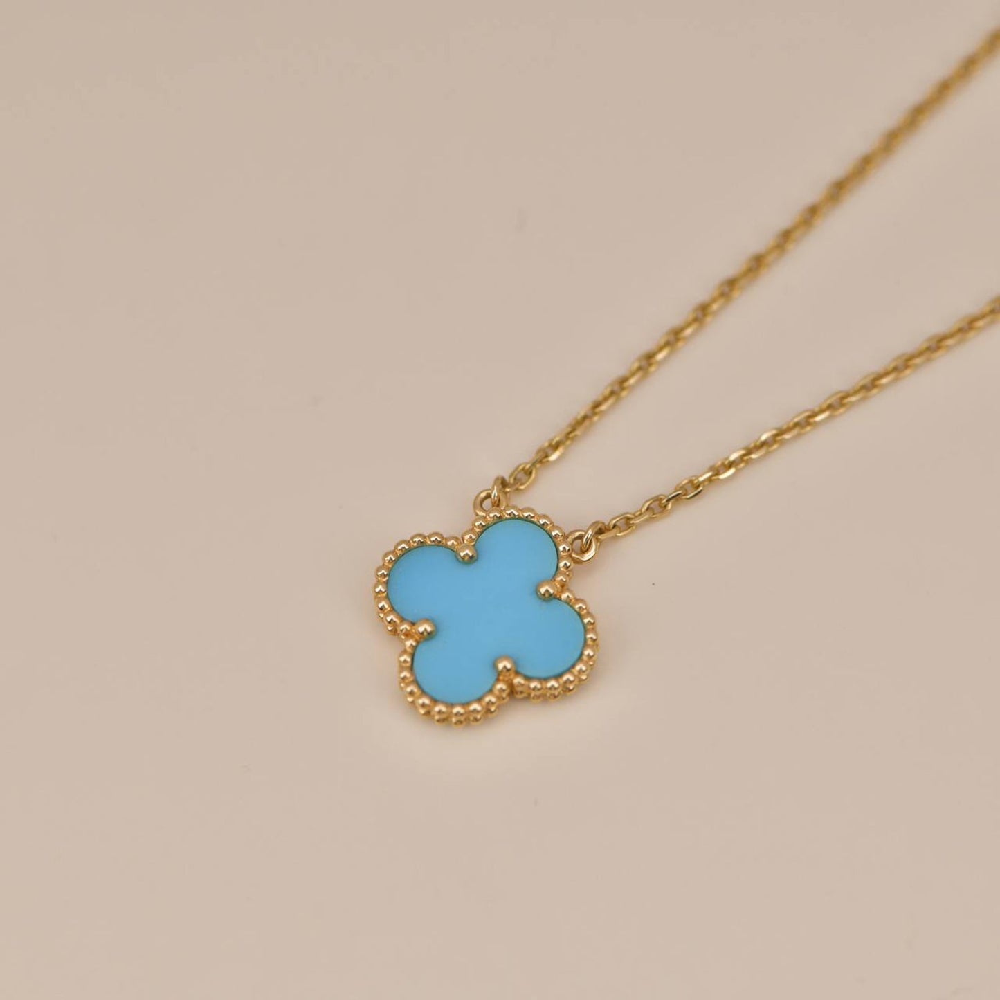 [✨ROSE💎]CLOVER 15MM VINTAGE TURQUOISE NECKLACE