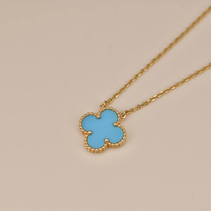 [✨ROSE💎]CLOVER 15MM VINTAGE TURQUOISE NECKLACE