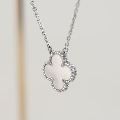 [✨ROSE💎]CLOVER  15MM WHITE MOTHER-OF-PEARL SILVER