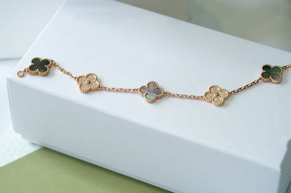 [✨ROSE💎] CLOVER 5 MOTIF GRAY MOP BRACELET COLLECTION