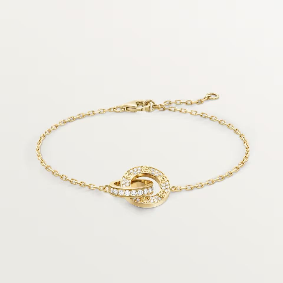 [✨ROSE💎]LOVE DOUBLE RING FULL DIAMOND BRACELET