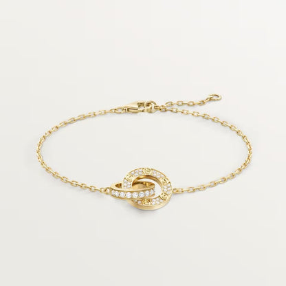[✨ROSE💎]LOVE DOUBLE RING FULL DIAMOND BRACELET