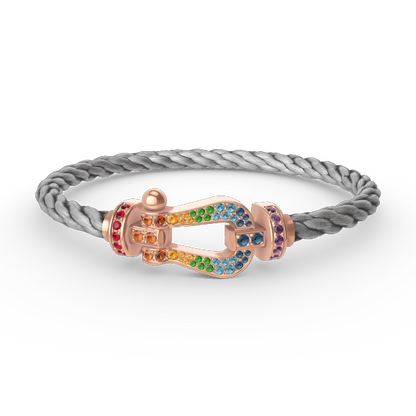 [✨ROSE💎]FORCE LARGE HORSESHOE  COLORED DIAMOND BRACELET ROSE GOLD