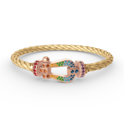 [✨ROSE💎]FORCE LARGE HORSESHOE  COLORED DIAMOND BRACELET ROSE GOLD