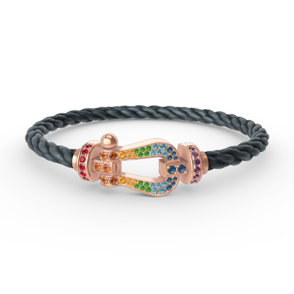 [✨ROSE💎]FORCE LARGE HORSESHOE  COLORED DIAMOND BRACELET ROSE GOLD