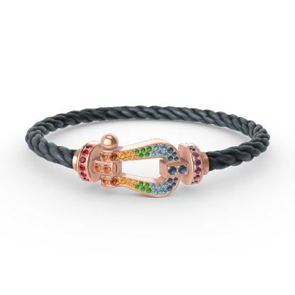 [✨ROSE💎]FORCE LARGE HORSESHOE  COLORED DIAMOND BRACELET ROSE GOLD