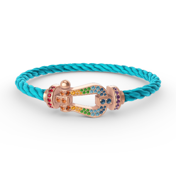 [✨ROSE💎]FORCE LARGE HORSESHOE  COLORED DIAMOND BRACELET ROSE GOLD