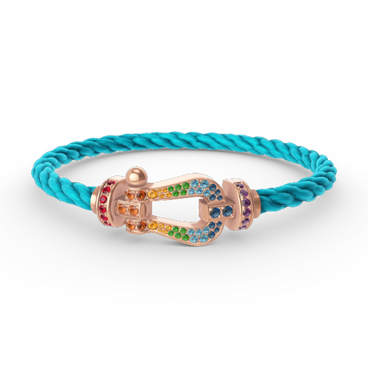 [✨ROSE💎]FORCE LARGE HORSESHOE  COLORED DIAMOND BRACELET ROSE GOLD