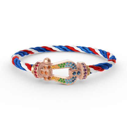 [✨ROSE💎]FORCE LARGE HORSESHOE  COLORED DIAMOND BRACELET ROSE GOLD