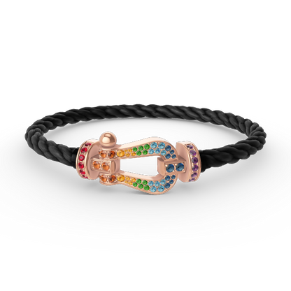 [✨ROSE💎]FORCE LARGE HORSESHOE  COLORED DIAMOND BRACELET ROSE GOLD