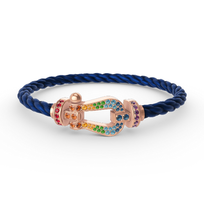 [✨ROSE💎]FORCE LARGE HORSESHOE  COLORED DIAMOND BRACELET ROSE GOLD