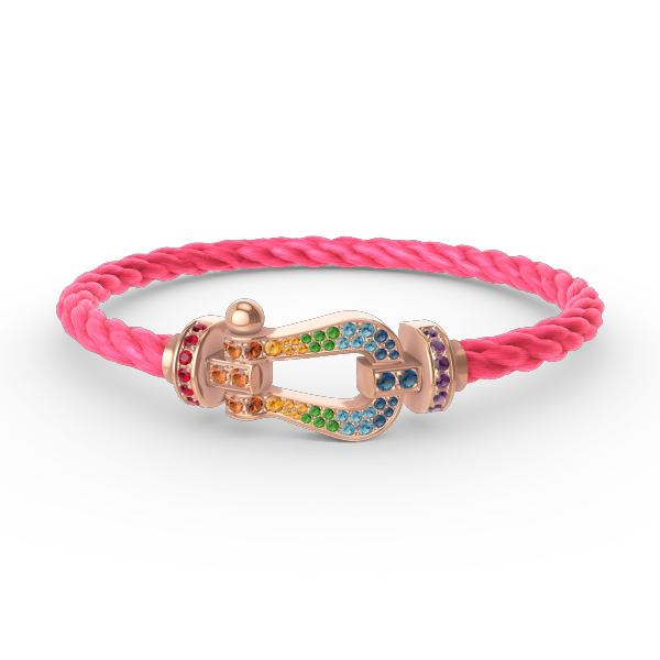 [✨ROSE💎]FORCE LARGE HORSESHOE  COLORED DIAMOND BRACELET ROSE GOLD