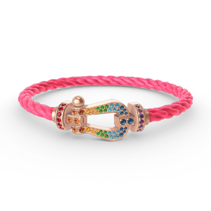 [✨ROSE💎]FORCE LARGE HORSESHOE  COLORED DIAMOND BRACELET ROSE GOLD