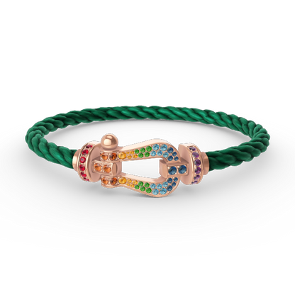 [✨ROSE💎]FORCE LARGE HORSESHOE  COLORED DIAMOND BRACELET ROSE GOLD