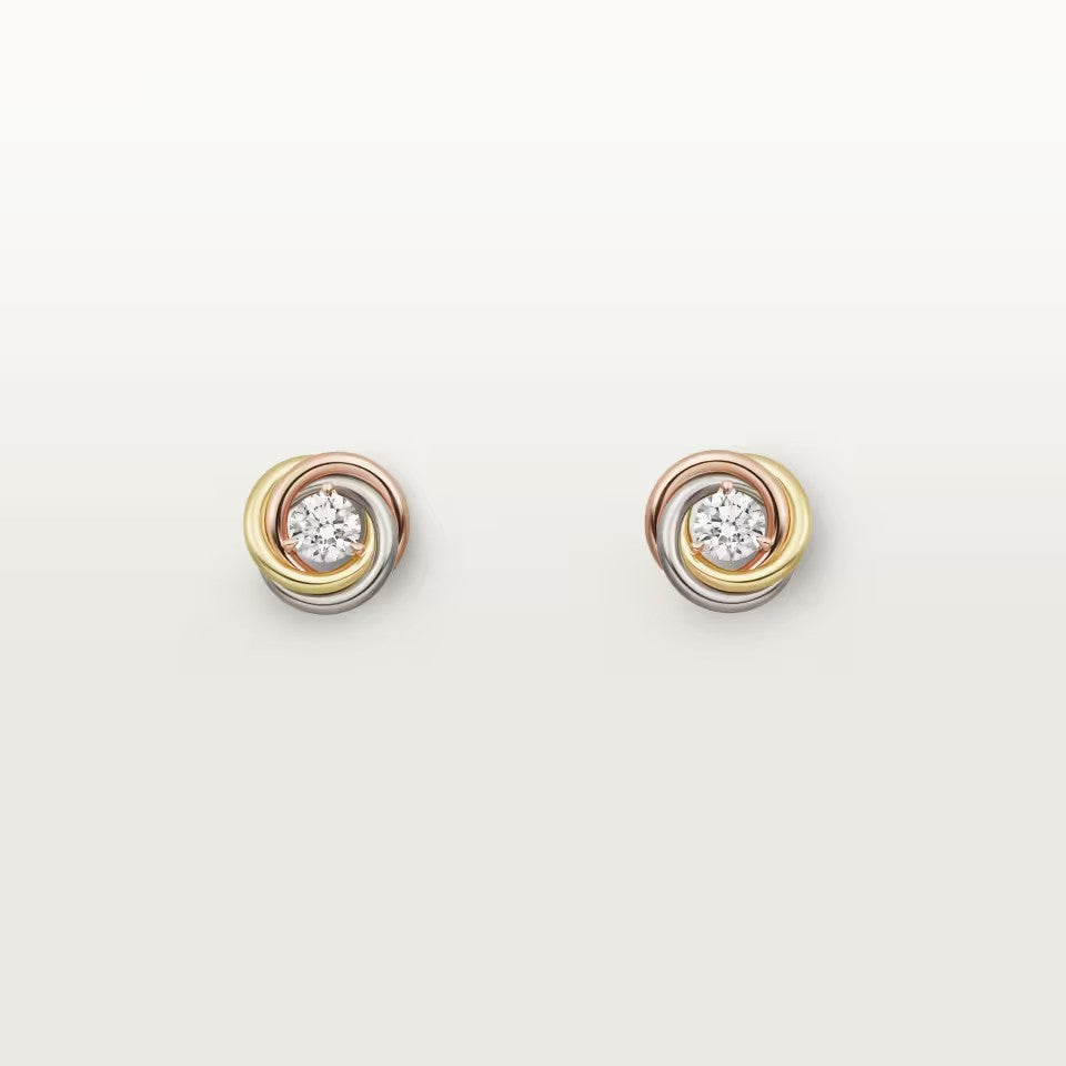 [✨ROSE💎]TRINITY STUD DIAMOND EARRINGS