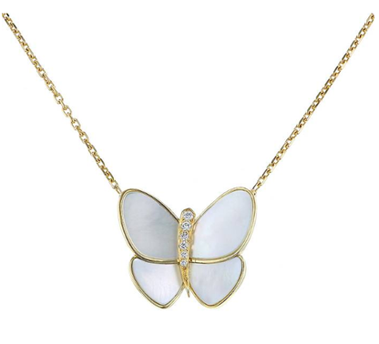 [✨ROSE💎]BUTTERFLY GOLD MOP DIAMOND NECKLACE