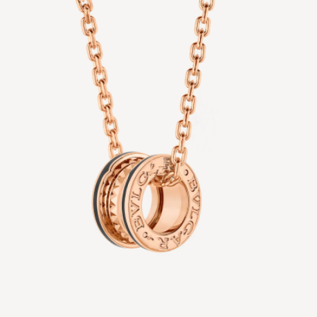 [✨ROSE💎]ZERO 1 ROCK PEDANT PINK GOLD BLACK NECKLACE