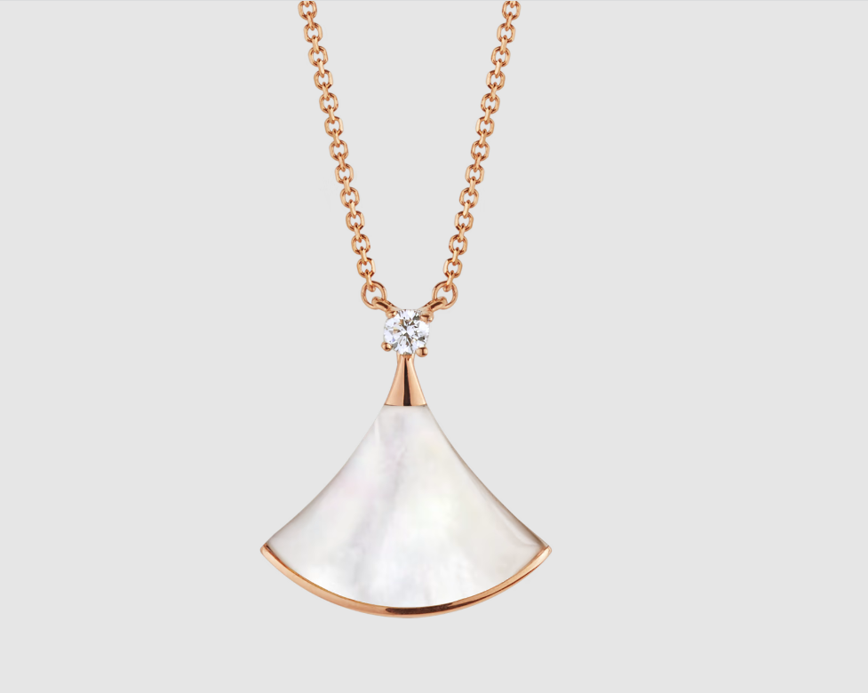 [✨ROSE💎]DREAM NECKLACE WHITE MOP PINK GOLD 1 DIAMOND