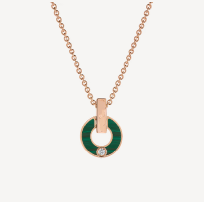 [✨ROSE💎]GARI NECKLACE PINK GOLD MALACHITE