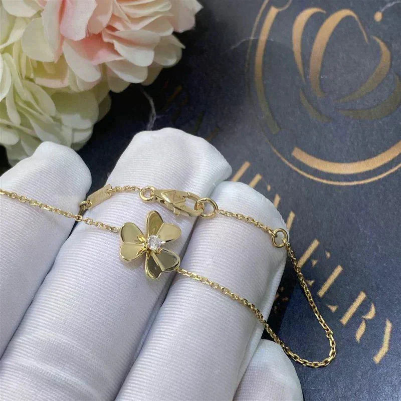 [✨ROSE💎]FRIVOLE GOLD FLOWER PINK MALACHITE BRACELET